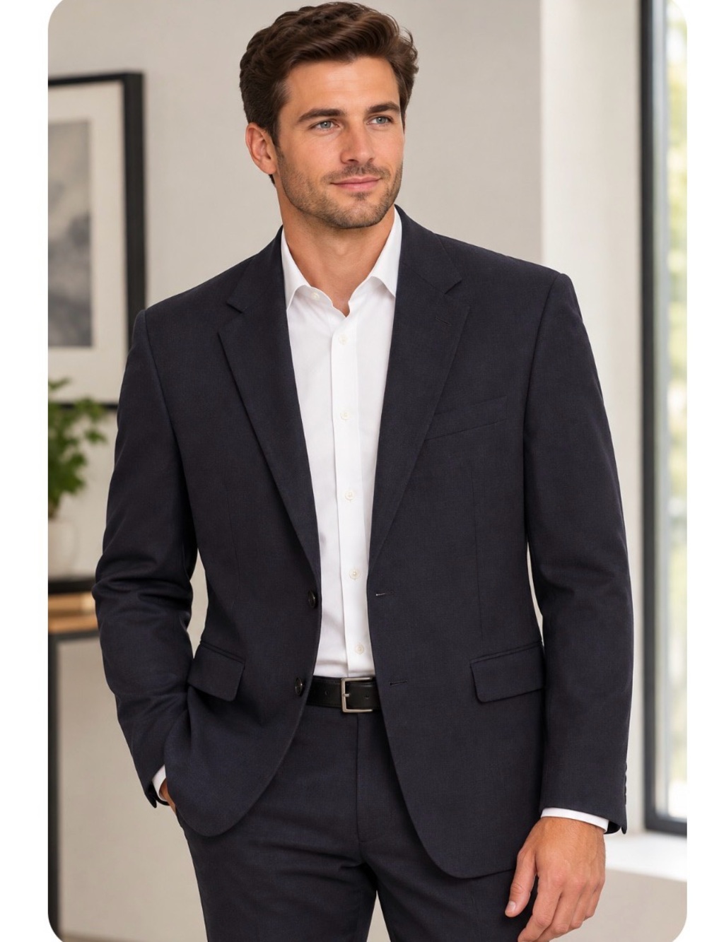 Black men’s Blazer – Classic Single-Breasted Jacket 42 Regulare wool blend